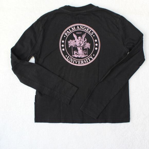 Palm Angels T Shirt Womens Large College University Black Pink Logo Streetwear - Picture 2 of 6